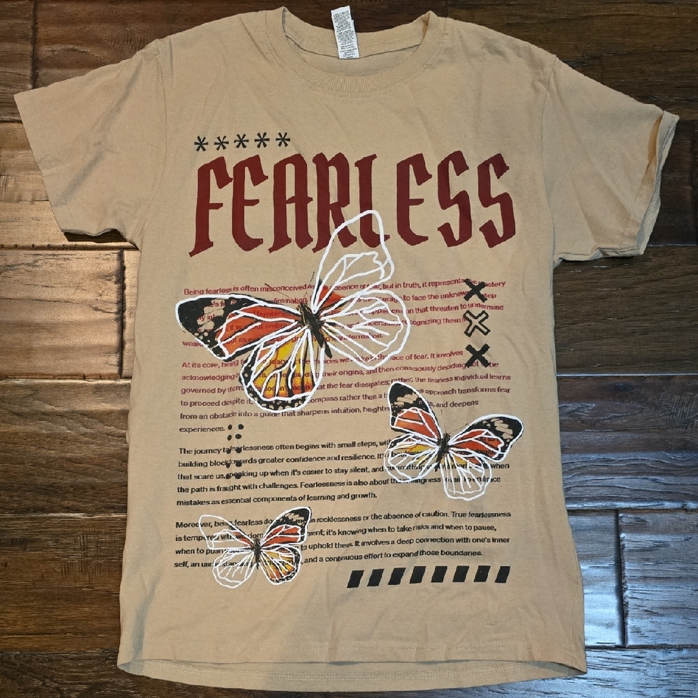 Fearless Graphic T-Shirt with Butterfly Design